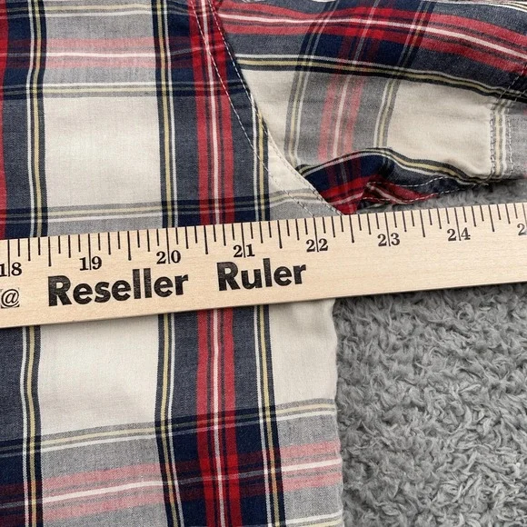 Levis Shirt Mens Extra Large Red Blue Plaid Western Pearl Snap Short Sleeve - Picture 6 of 11